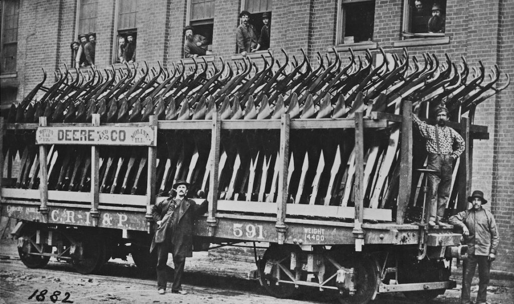 By the early 1880s, Deere (decd. 1886) churned out plows in high volume. (Photo courtesy of Deere & Company)